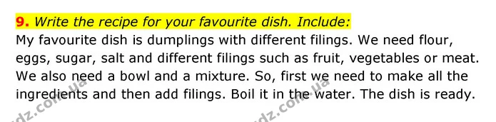 9. Write the recipe for your favourite dish. Include: — ГДЗ Англійська мова 6 клас Карпюк 2023