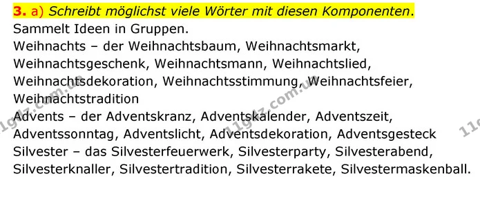 3. a) Schreibt möglichst viele Wörter mit diesen Komponenten. — ГДЗ Німецька мова 6 клас Сотникова 2 рік (2023)