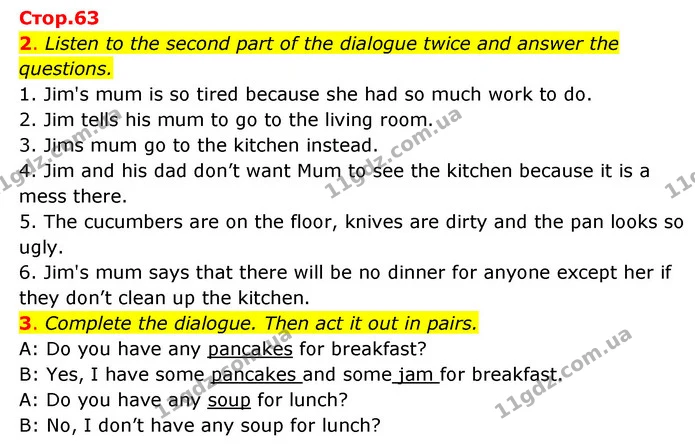 2. Listen to the second part of the dialogue twice and answer the questions. — ГДЗ Робочий зошит Англійська мова 6 клас Карпюк