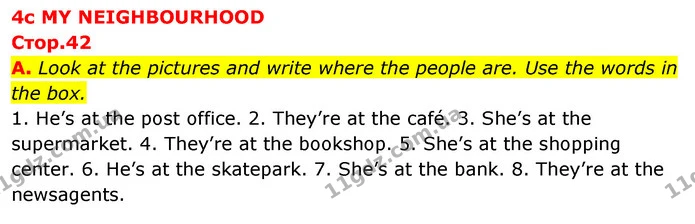 A. Look at the pictures and write where the people are. Use the words in the box. — ГДЗ зошит Англійська мова 5 клас Мітчелл