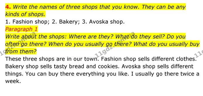 4. Write the names of three shops that you know. They can be any kinds of shops. — ГДЗ Робочий зошит Англійська мова 6 клас Карпюк