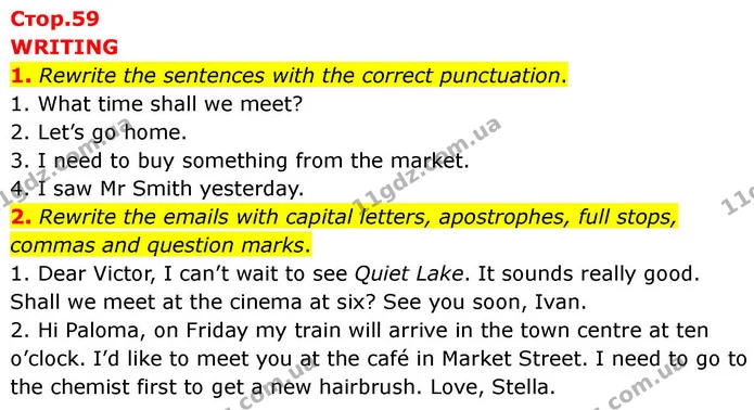 1. Rewrite the sentences with the correct punctuation. — ГДЗ робочий зошит Англійська мова 7 клас Prepare