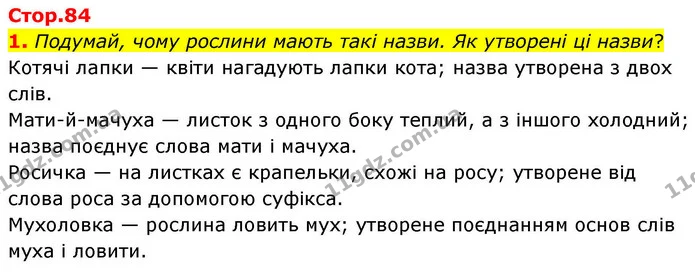 1. Подумай, чому рослини мають такі назви. Як утворені ці назви? — ГДЗ Українська мова та читання 4 клас Большакова
