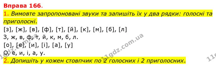 1. Вимовте запропоновані звуки та запишіть їх у два рядки: голосні та приголосні. — ГДЗ Українська мова 5 клас Літвінова