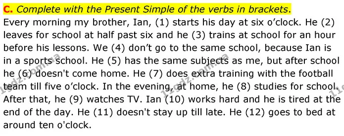 C. Complete with the Present Simple of the verbs in brackets. — ГДЗ робочий зошит Англійська мова 7 клас Мітчелл