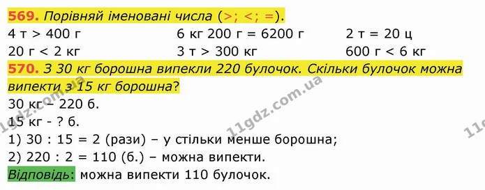 569. Порівняй іменовані числа (>; <; =). — ГДЗ Математика 4 клас Оляницька