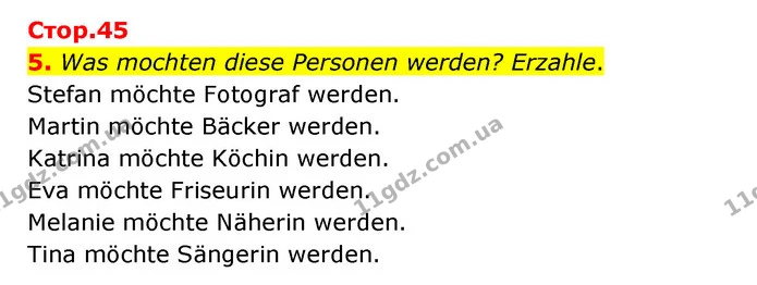 5. Was mochten diese Personen werden? Erzahle. — ГДЗ Німецька мова 6 клас Басай (2023)