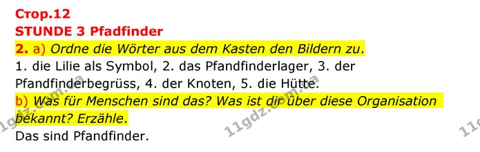 2. a) Ordne die Wörter aus dem Kasten den Bildern zu. — ГДЗ Німецька мова 10 клас Сотникова 2018