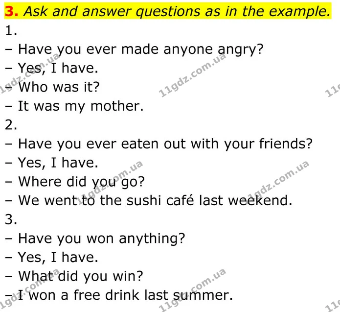 3. Ask and answer questions as in the example. — ГДЗ Англійська мова 8 клас Стайрінг (Prepare)