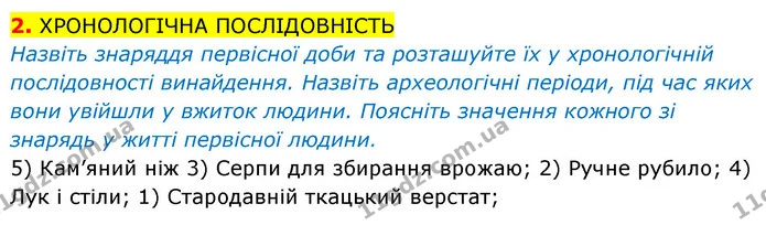 Назвіть знаряддя первісної доби та розташуйте їх у хронологічній послідовності винайдення. Назвіть археологічні періоди, під час яких — Історія України Всесвітня історія 6 клас Щупак