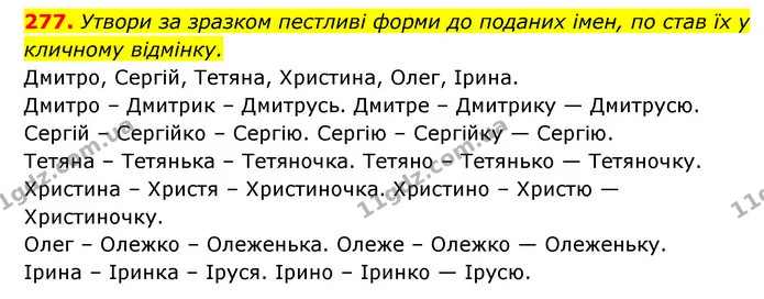 277. Утвори за зразком пестливі форми до поданих імен, по став їх у кличному відмінку. — ГДЗ Українська мова 6 клас Онатій