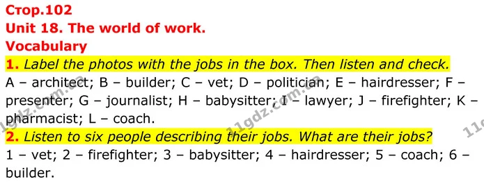 1. Label the photos with the jobs in the box. Then listen and check. — ГДЗ Англійська мова 8 клас Стайрінг (Prepare)