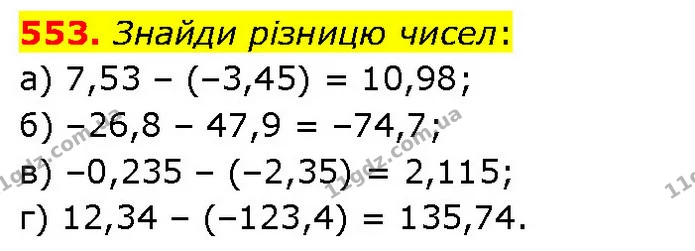 553. Знайди різницю чисел: — ГДЗ Математика 6 клас Бевз 1-2 ч.