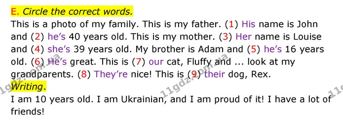 E. Circle the correct words. — ГДЗ Зошит граматика Англійська мова Мітчелл