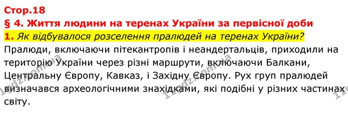 1. Як відбувалося розселення пралюдей на теренах України? — ГДЗ Історія України Всесвітня історія 6 клас Бандровський
