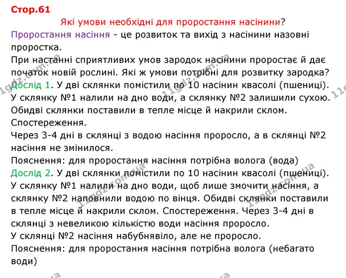 Стор. 61 — 1 — ГДЗ Робочий зошит Біологія 6 клас Соболь — ГДЗ Робочий зошит Біологія 6 клас Соболь
