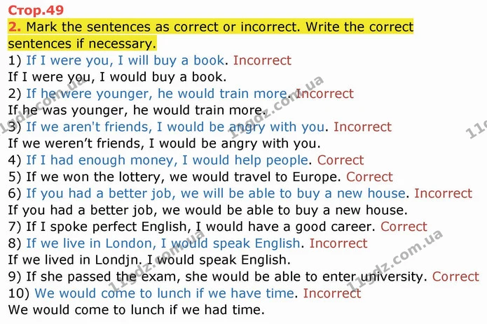 2. Mark the sentences as correct or incorrect. Write the correct sentences if necessary. — ГДЗ Робочий зошит англійська мова 10 клас Ходаковська