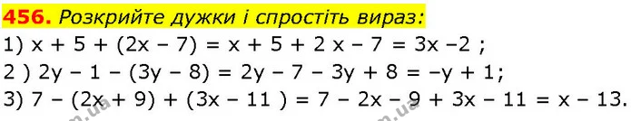456. Розкрийте дужки і спростіть вираз: — ГДЗ Алгебра 7 клас Істер 2024