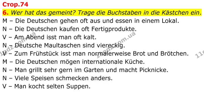 6. Wer hat das gemeint? Trage die Buchstaben in die Kästchen ein. — ГДЗ Німецька мова 8 клас Сотникова (2025) 4 рік