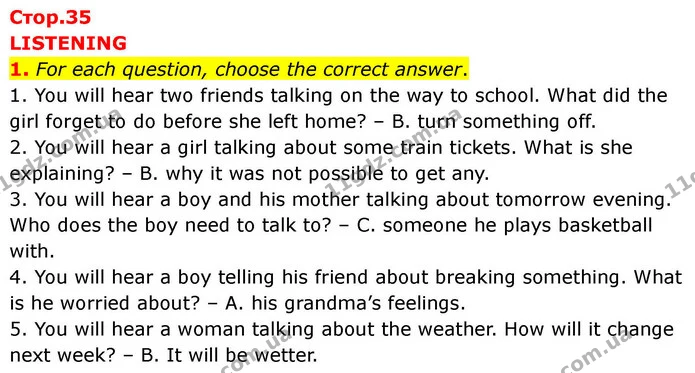 1. For each question, choose the correct answer. — ГДЗ робочий зошит Англійська мова 7 клас Prepare
