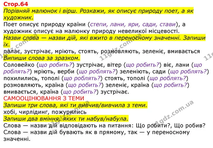 Порівняй малюнок і вірш. Розкажи, як описує природу поет, а як художник. — ГДЗ Українська мова 2 клас Большакова 1 ч. - 2 ч.