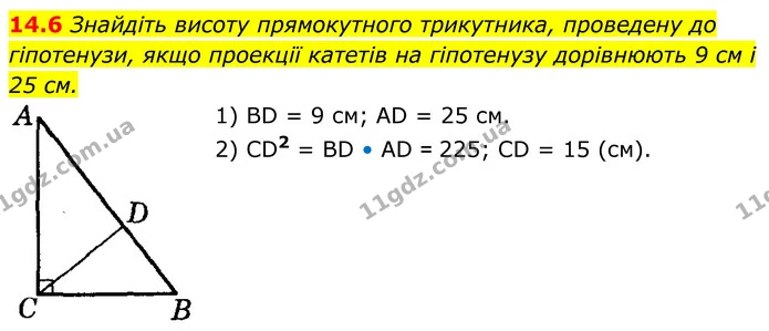 14.6 Знайдіть висоту прямокутного трикутника, проведену до — ГДЗ Геометрія 8 клас Істер