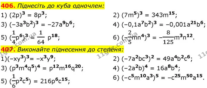 406. Піднесіть до куба одночлен: — ГДЗ Алгебра 7 клас Істер 2024
