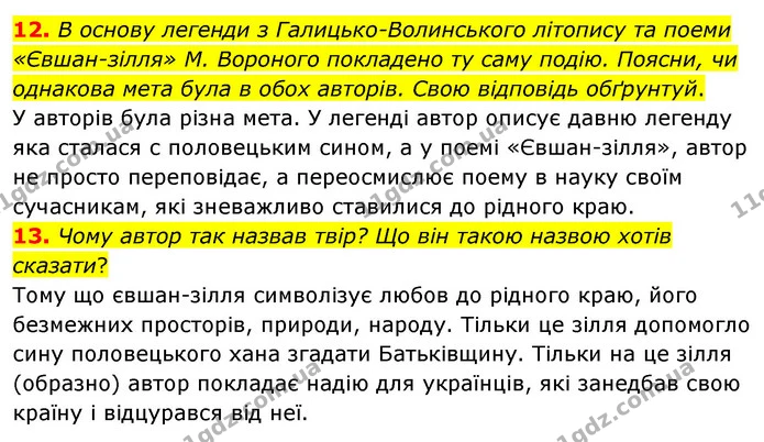 12. В основу легенди з Галицько-Волинського літопису та поеми «Євшан-зілля» М. Вороного покладено ту саму подію. Поясни, чи однакова — ГДЗ Українська література 6 клас Коваленко 2023