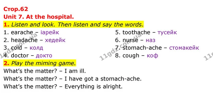 1. Listen and look. Then listen and say the words. — ГДЗ Англійська мова 3 клас Пухта