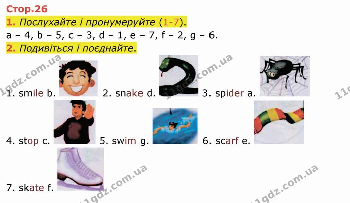 1. Послухайте і пронумеруйте (1-7). — ГДЗ Робочий зошит Англійська мова 3 клас Мітчелл