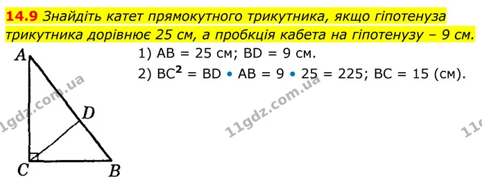 14.9 Знайдіть катет прямокутного трикутника, якщо гіпотенуза — ГДЗ Геометрія 8 клас Істер