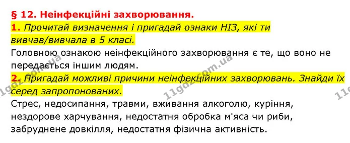 1. Прочитай визначення і пригадай ознаки НІЗ, які ти вивчав/вивчала в 5 класі. — ГДЗ Здоров’я, безпека 6 клас Шиян