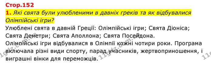 1. Які свята були улюбленими в давніх греків та як відбувалися Олімпійські ігри? — ГДЗ Історія України Всесвітня історія 6 клас Бандровський