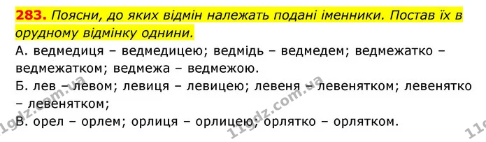 283. Поясни, до яких відмін належать подані іменники. Постав їх в орудному відмінку однини. — ГДЗ Українська мова 6 клас Онатій