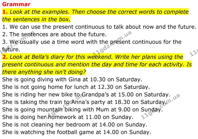 1. Look at the examples. Then choose the correct words to complete the sentences in the box. — ГДЗ Англійська мова 7 клас Коста