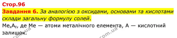 Стор. 96 — 6 — ГДЗ Хімія 8 клас Ярошенко — ГДЗ Хімія 8 клас Ярошенко