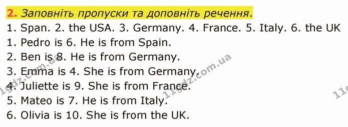 2. Заповніть пропуски та доповніть речення. — ГДЗ Зошит Англійська мова 4 клас Косован (Карпюк)