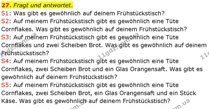 27. Fragt und antwortet. — ГДЗ Німецька мова 7 клас Басай