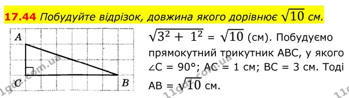 17.44 Побудуйте відрізок, довжина якого дорівнює 10 см. — ГДЗ Геометрія 8 клас Істер