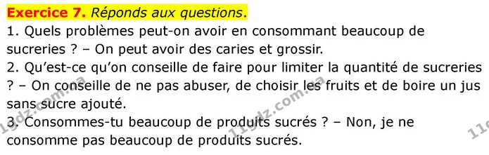 Exercice 7. Réponds aux questions. — ГДЗ Французька мова 7 клас Чумак