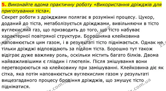 5. Виконайте вдома практичну роботу «Використання дріжджів для приготування тіста». — ГДЗ Біологія 7 клас Тагліна