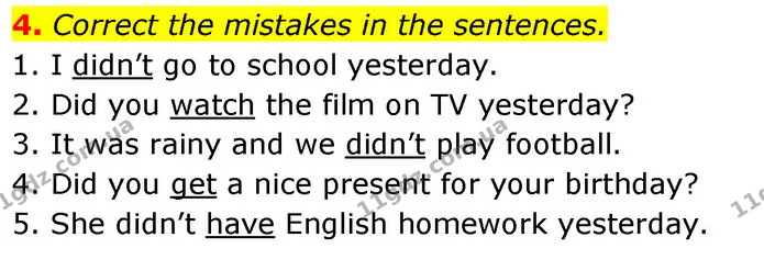 4. Correct the mistakes in the sentences. — ГДЗ робочий зошит Англійська мова 6 клас Prepare