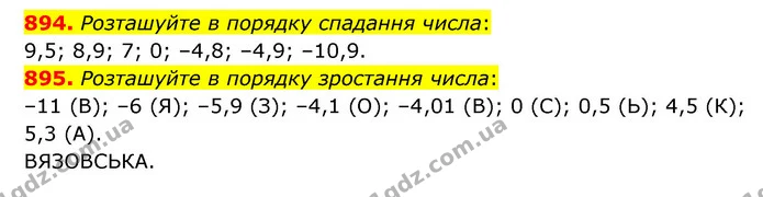 894. Розташуйте в порядку спадання числа: — ГДЗ Математика 6 клас Мерзляк 2023 1-2 ч.