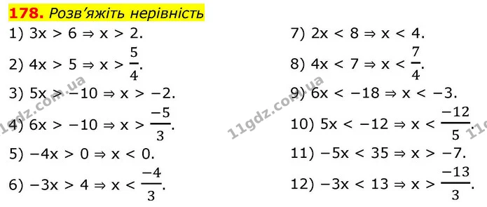 178. Розв’яжіть нерівність — ГДЗ Алгебра 9 клас Тарасенкова