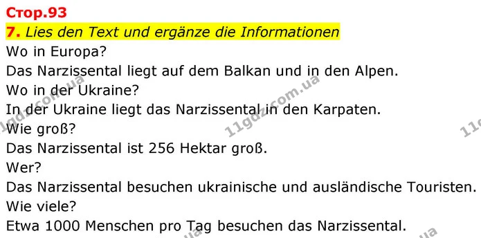7. Lies den Text und ergänze die Informationen — ГДЗ робочий зошит Німецька мова 8 клас Басай