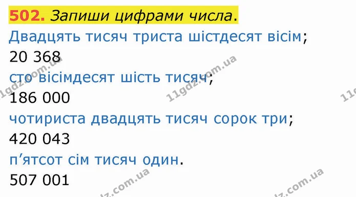502. Запиши цифрами числа. — ГДЗ Математика 4 клас Оляницька