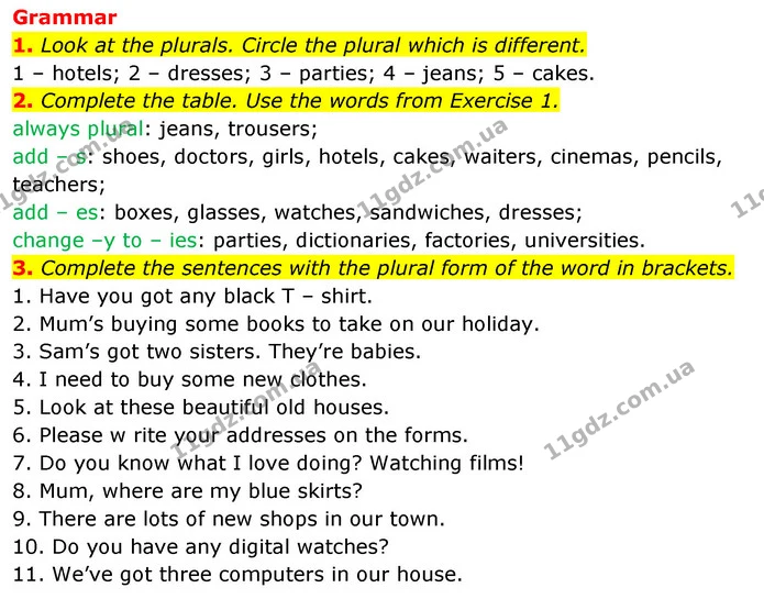 2. Complete the table. Use the words from Exercise 1. — ГДЗ Робочий зошит Англійська мова 5 клас Коста (prepare 5)