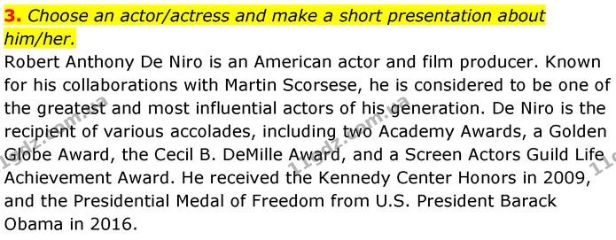 3. Choose an actor/actress and make a short presentation about him/her. — ГДЗ Англійська мова 7 клас Карпюк