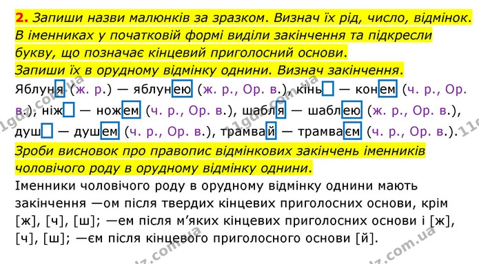 2. Запиши назви малюнків за зразком. Визнач їх рід, число, відмінок. — ГДЗ Українська мова 4 клас Чабайовська