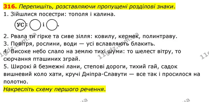 316. Перепишіть, розставляючи пропущені розділові знаки. — ГДЗ Українська мова 8 клас Глазова О.П. 2021